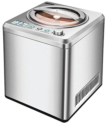 UNOLD 48872 Eismaschine Exklusiv - Edelstahl, 180 W, mit selbstkühlendem Kompressor, 2 Volumen, Edelstahlgehäuse, Stainless Steel, digitaler Timer im Sale